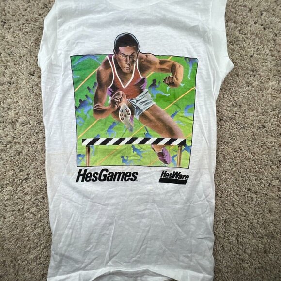 Vintage 1984 Hesgames Hesware White Sleeveless T Shirt SMALL Commodore 64 Game - Picture 1 of 13